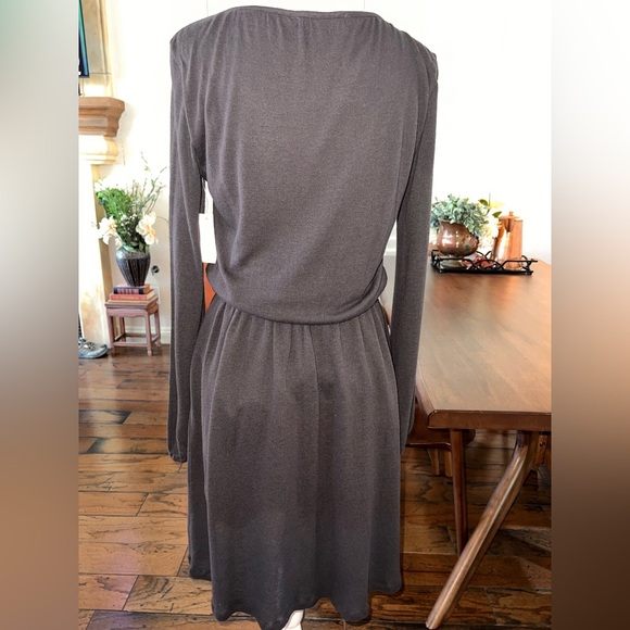 Velvet Graham Spencer Brown Knit Belted Midi Dress Soft Long Sleeve Sz S NWT - Picture 4 of 9